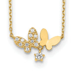 14k Yellow Gold CZ Butterflies and Star 18-20 inch Necklace
