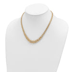 14k Yellow Gold Graduated 7-10mm Fancy Byzantine 17.25 inch Necklace, shown on a neck form