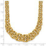 14k Yellow Gold Graduated 7-10mm Fancy Byzantine 17.25 inch Necklace, shown with a ruler for scale