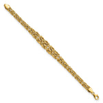 14k Yellow Gold Graduated 7-10mm Fancy Byzantine 7.25 inch Bracelet, view 2