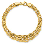 14k Yellow Gold Graduated 7-10mm Fancy Byzantine 7.25 inch Bracelet, view 4
