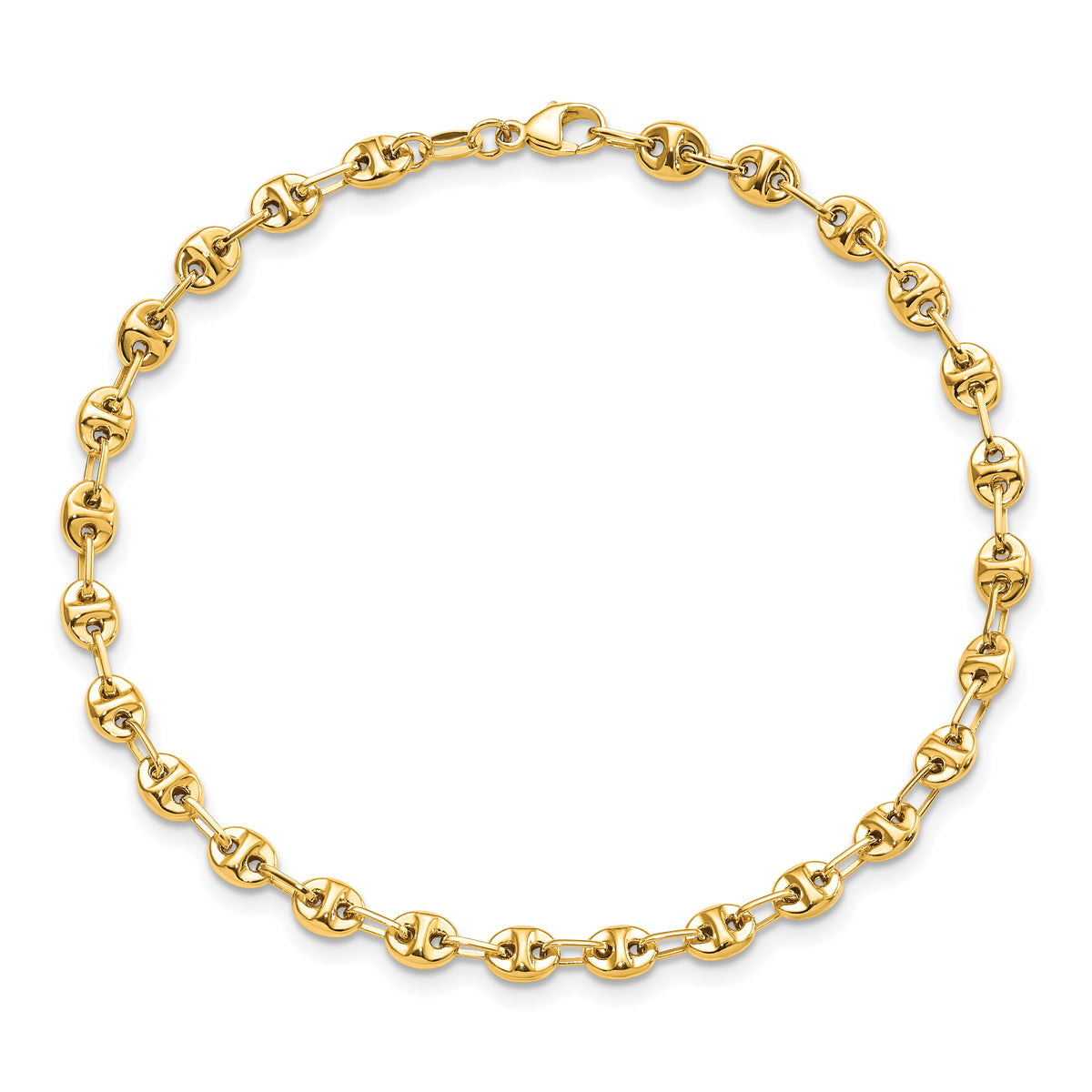 14k Yellow Gold Polished 4mm Fancy Link 7.5 inch Bracelet, view 4
