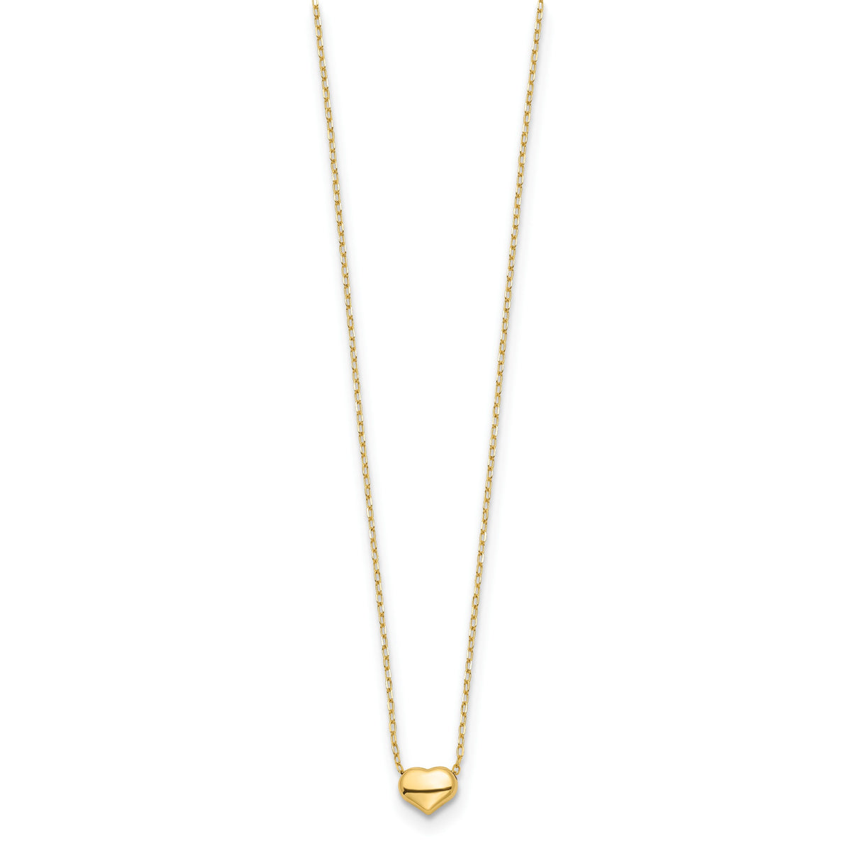 14k Gold Polished Heart Necklace, view 2 - 14k Yellow Gold