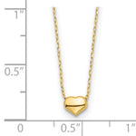 14k Gold Polished Heart Necklace, shown with a ruler for scale - 14k Yellow Gold