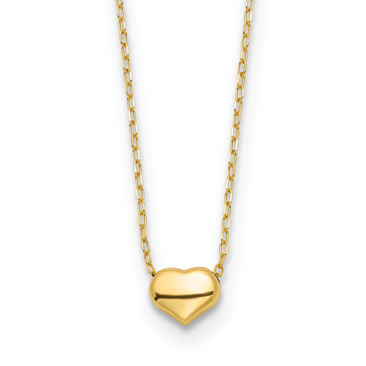 14k Gold Polished Heart Necklace - 14k Yellow Gold