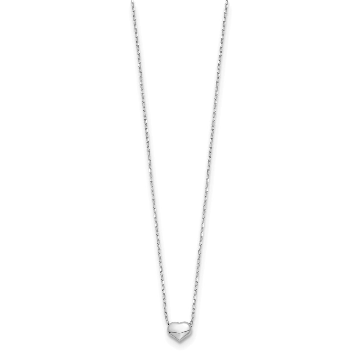 14k Gold Polished Heart Necklace, view 2 - 14k White Gold