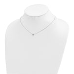 14k Gold Polished Heart Necklace, shown on a neck form - 14k White Gold