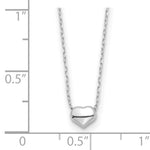 14k Gold Polished Heart Necklace, shown with a ruler for scale - 14k White Gold