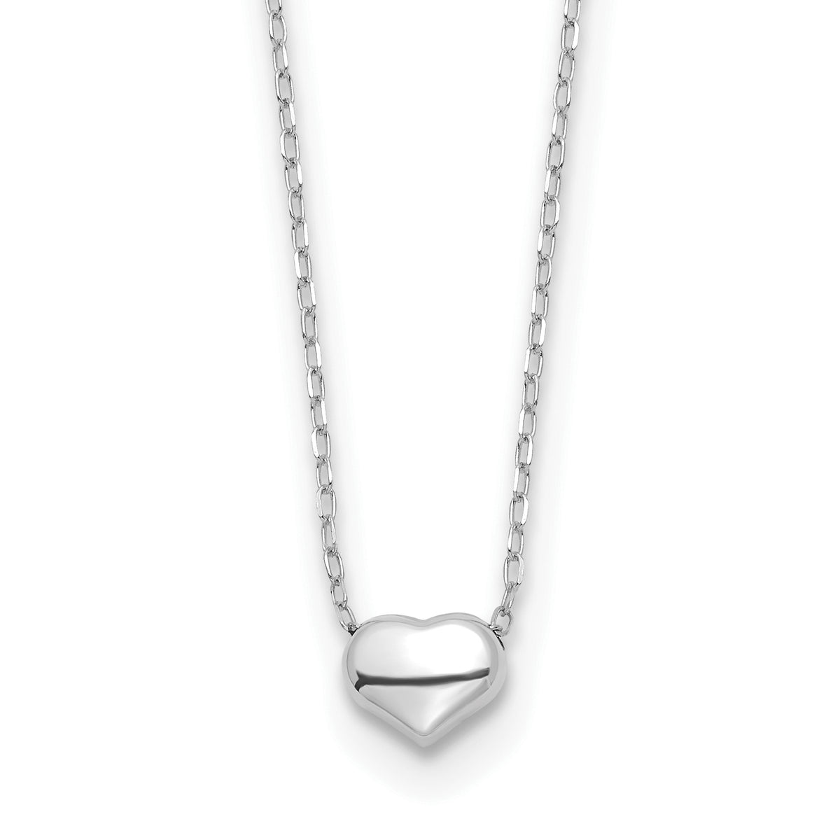 14k Gold Polished Heart Necklace - 14k White Gold#14k White Gold