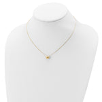 14k Yellow Gold Polished Puffed Heart Pendant 16.5 inch Necklace, shown on a neck form