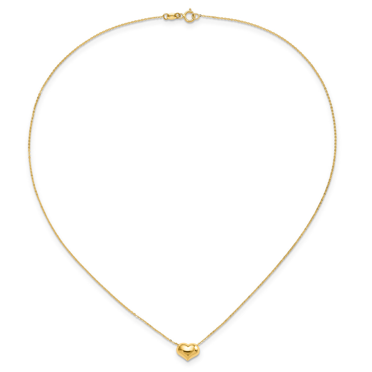 14k Yellow Gold Polished Puffed Heart Pendant 16.5 inch Necklace, view 5