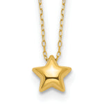 14k Polished Puffed Star Pendant 16.5 inch Necklace
