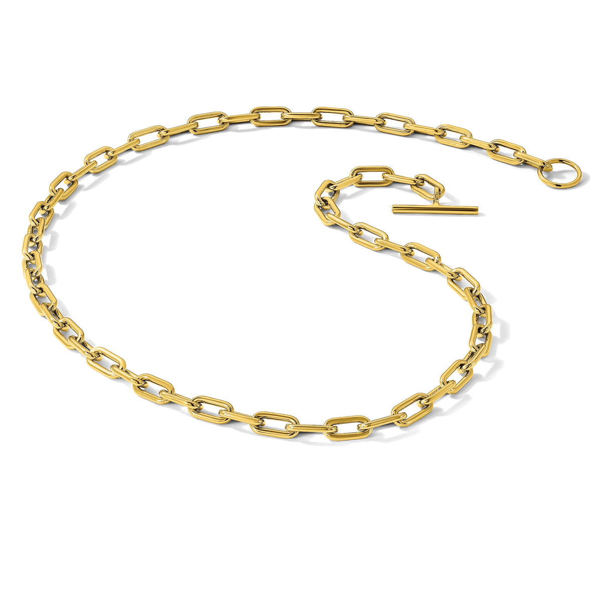 14K Polished Fancy 5mm Oval Link 18 inch Toggle Necklace