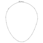 14K White Gold Polished Cube Stations 16 inch Necklace Plus 2 inch Extender