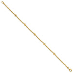14k Yellow Gold Mirror Beads and Diamond-cut Rope Chain 5-Station 7.5 inch Bracelet, view 2