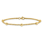 14k Yellow Gold Mirror Beads and Diamond-cut Rope Chain 5-Station 7.5 inch Bracelet, view 3