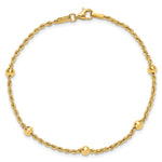 14k Yellow Gold Mirror Beads and Diamond-cut Rope Chain 5-Station 7.5 inch Bracelet, view 4