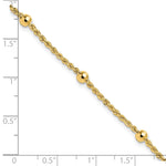 14k Yellow Gold Mirror Beads and Diamond-cut Rope Chain 5-Station 7.5 inch Bracelet, shown with a ruler for scale