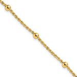 14k Yellow Gold Mirror Beads and Diamond-cut Rope Chain 5-Station 7.5 inch Bracelet