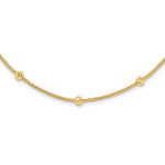 14k Yellow Gold Polished Diamond-cut Beads and Mesh Chain 17 inch Necklace