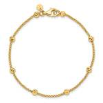 14k Yellow Gold Polished Diamond-cut Beads and Mesh Chain 7.5 inch Bracelet, view 4