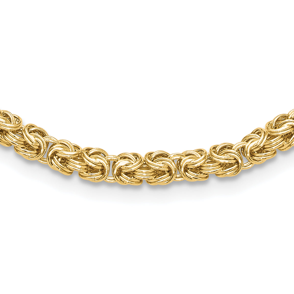 14k Yellow Gold Polished 4.25mm Fancy Byzantine Link 18 inch Necklace