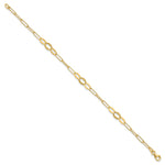 14k Yellow Gold Diamond-cut Oval and Paperclip Link 7.25 inch Bracelet, view 2