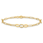 14k Yellow Gold Diamond-cut Oval and Paperclip Link 7.25 inch Bracelet, view 3