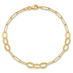 14k Yellow Gold Diamond-cut Oval and Paperclip Link 7.25 inch Bracelet, view 4