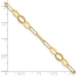 14k Yellow Gold Diamond-cut Oval and Paperclip Link 7.25 inch Bracelet, shown with a ruler for scale