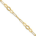 14k Yellow Gold Diamond-cut Oval and Paperclip Link 7.25 inch Bracelet