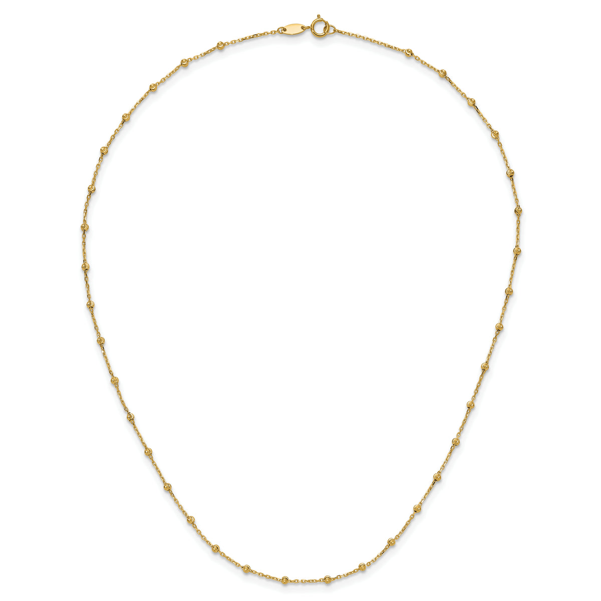 14K Polished and Diamond-cut Beaded 16.75 inch Station Necklace