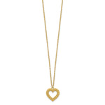 14k Yellow Gold Polished Textured Heart Pendant 18 inch Necklace, view 2