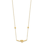 14k Yellow Gold Polished Knotted Bar Pendant and Beads 16-18 inch Necklace, view 2