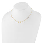 14k Yellow Gold Polished Infinity Symbol 16 inch 3-Station Necklace Plus 2 inch Extender, shown on a neck form