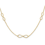 14k Yellow Gold Polished Infinity Symbol 16 inch 3-Station Necklace Plus 2 inch Extender