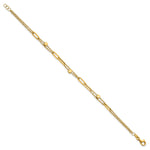 14k Yellow Gold Polished Beaded 2-Strand Fancy Paperclip Link 7.5 inch Bracelet, view 2