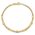 14k Yellow Gold Polished Beaded 2-Strand Fancy Paperclip Link 7.5 inch Bracelet, view 4