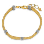 14k Two-Tone Gold Textured 10.6mm Mesh Bracelet, 6.75-7.75 inch, view 4