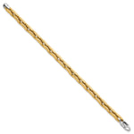 14k Two-Tone Gold Polished 6.75mm Fancy Cable Link 7.25 inch Bracelet, view 2
