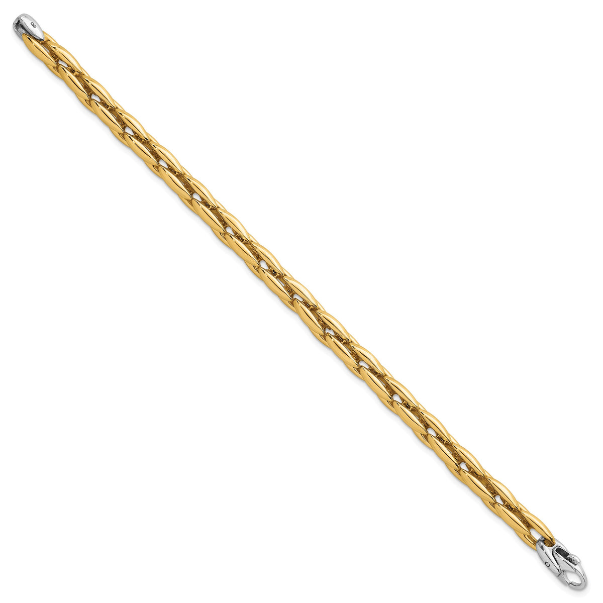 14k Two-Tone Gold Polished 6.75mm Fancy Cable Link 7.25 inch Bracelet, view 2