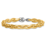 14k Two-Tone Gold Polished 6.75mm Fancy Cable Link 7.25 inch Bracelet, view 3