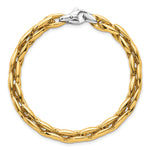 14k Two-Tone Gold Polished 6.75mm Fancy Cable Link 7.25 inch Bracelet, view 4