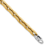 14k Two-Tone Gold Polished 6.75mm Fancy Cable Link 7.25 inch Bracelet