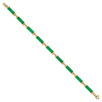 14k Yellow Gold Green Jade Bar 7 inch Bracelet, view 2