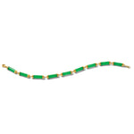 14k Yellow Gold Green Jade Bar 7 inch Bracelet, alternate view