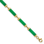 14k Yellow Gold Green Jade Bar 7 inch Bracelet