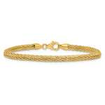 14k Yellow Gold Polished and Diamond-cut Round Woven Wire 7.5 inch Bracelet, view 3