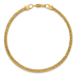14k Yellow Gold Polished and Diamond-cut Round Woven Wire 7.5 inch Bracelet, view 4