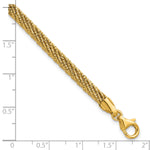 14k Yellow Gold Polished and Diamond-cut Round Woven Wire 7.5 inch Bracelet, shown with a ruler for scale